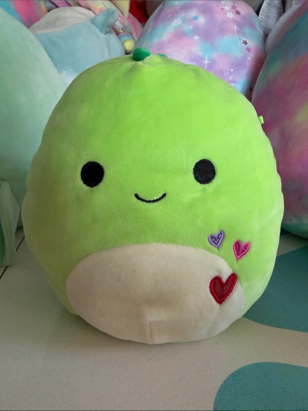 Danny the Dinosaur 8” Squishmallow with Embroidered Hearts - Valentines Edition